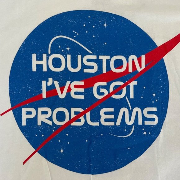 🔥"HOUSTON I'VE GOT PROBLEMS" REBELS & NOMADS WHITE MEN'S COTTON TEE NWT SIZES - Picture 2 of 11